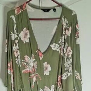NEW G by Giuliana Size LT Olive Floral Print Dress